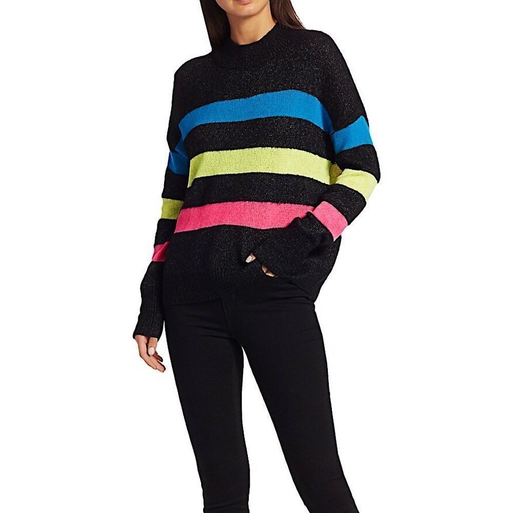 Rails Elise Cashmere Silk Neon Stripe Slouchy Sweater Saks Exclusive